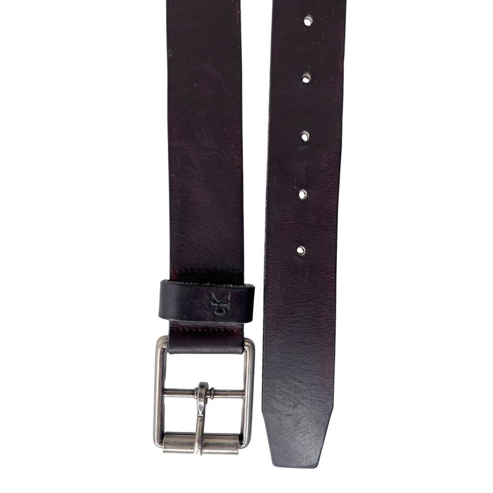 Oil Tanned Brown Leather Belt by CK Solid Buckle Casual Classic Men's Large
